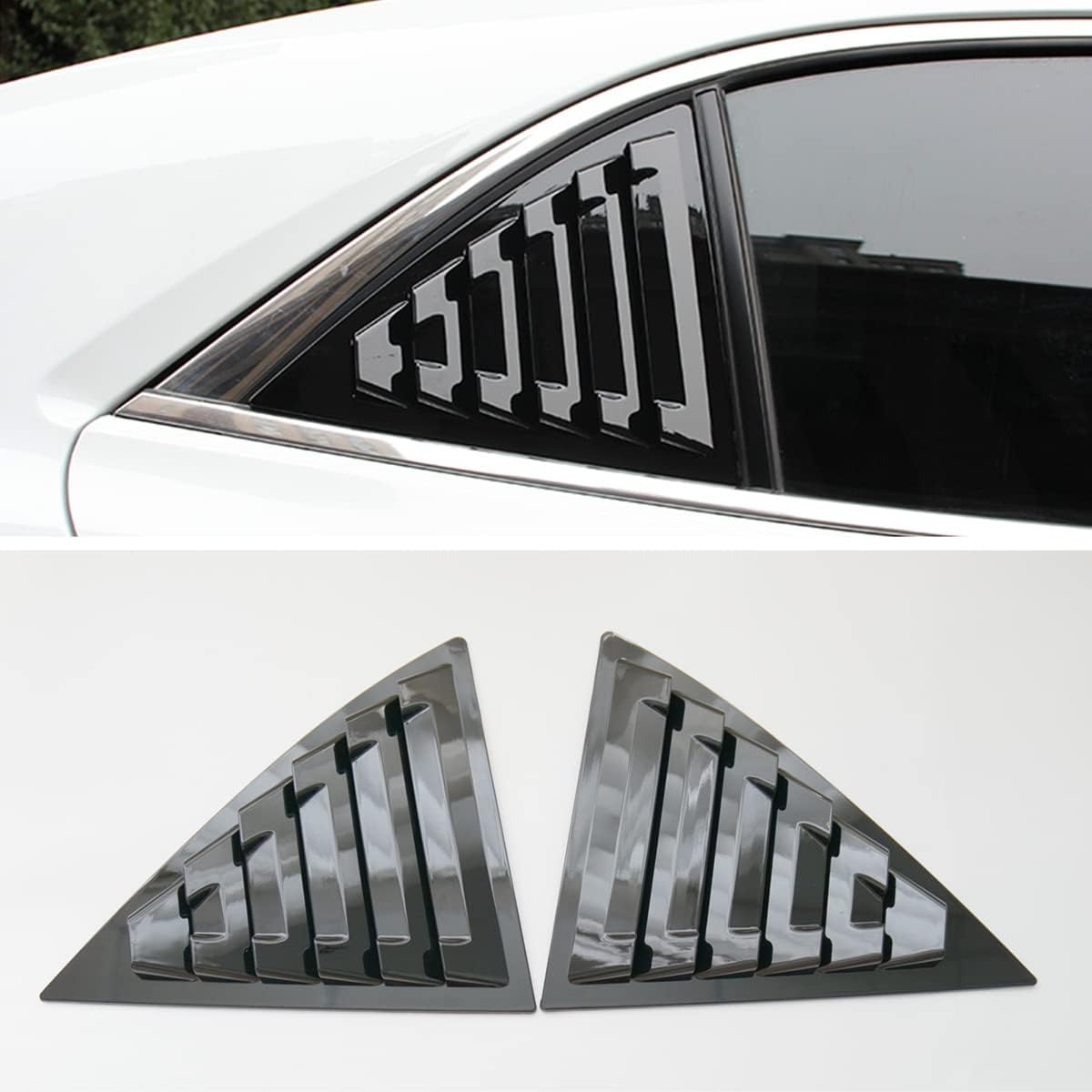 New 2pcs Racing Rear Quarter Window Louvers for Chevy Malibu 2011-2015 (Glossy Black) Glossy Black