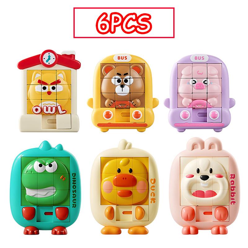 Children Cartoon Animal Slide Puzzles Toys Logical Thinking Training Challenges Intellectual 3D Puzzles Sensory Game Travel Toys