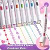 [Floral Outline Pen] Pastel Floral Curve Pen - Smooth Writing Tip, Non-Toxic Water-Based Ink for Scrapbooking, Journaling, Planners, Crafts