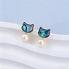 Color Abalone Shell Natural Freshwater Pearl Stud Earrings Women's Earrings Silver Needle High-end Jewelry