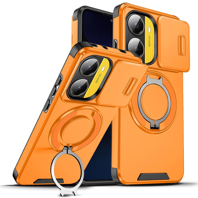 Armor Funda For Xiaomi Poco X7 Pro 5G Slide Lens Protector Phone Case For Pocox7pro Poko Little X 7 Pro x7pro Ring Holder Cover