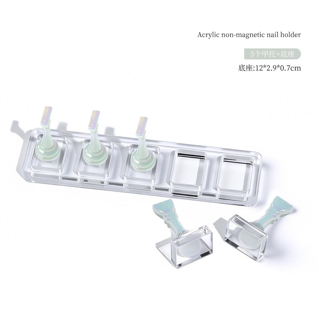 5/10Grid Non-Magnetic Nail Acrylic Display Stand Transparent Holder For Practice Showing Shelf False Nails Holder DIY Salon Tool