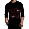 Men's Casual Halloween Graphic Crew Neck T Shirt Three Quarter Sleeve Top Lightweight Comfortable Fit
