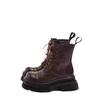 Soft leather version~ Super cool heightening 7cm thick-soled Martin boots for women's 2024 autumn models, polished and washed locomotive 