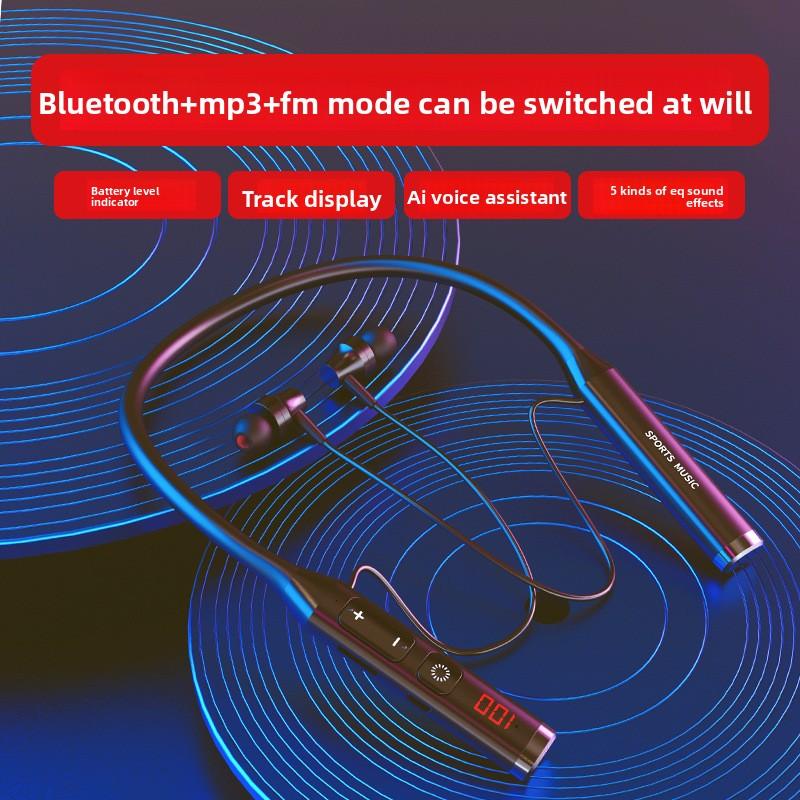 QUEED Private Form Nackenbügel Bluetooth Kopfhörer, Multifunktionales Display, Radio, Karteneinschub, Kabellos Sport, Lange Akkulaufzeit