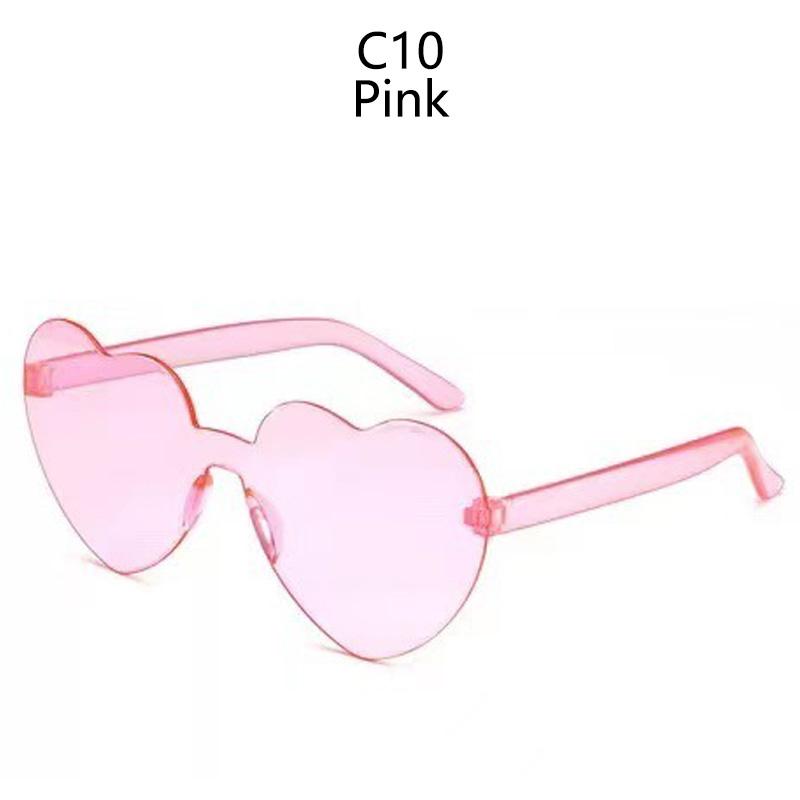 Love Heart Sunglasses Jelly Color Rimless Frame Dazzling Colorful Tint Clear Lens Eyewear Fashion Sun Glasses