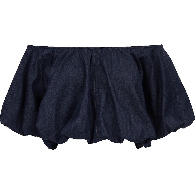 ONLY Women s Lightweight Puff Sleeve Denim T-Shirt M