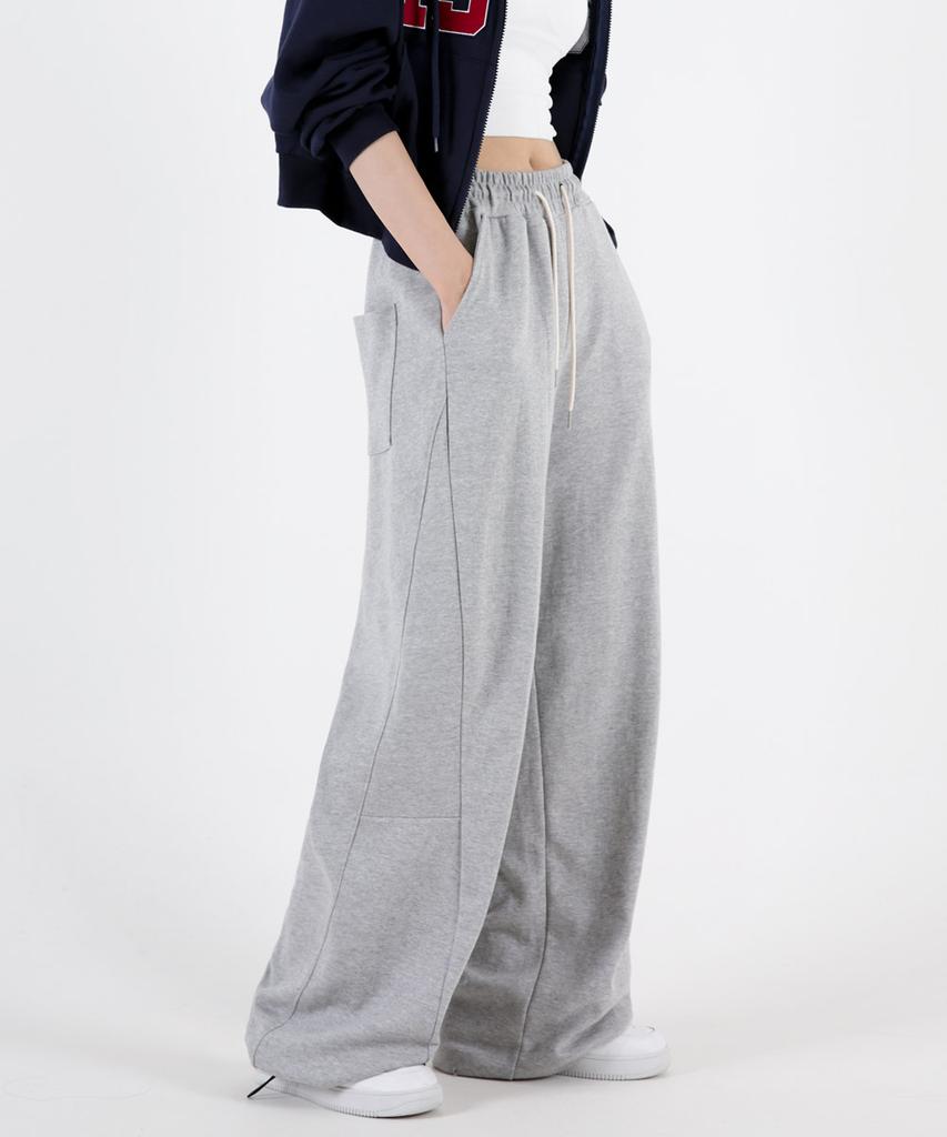 UMM Women'S Curved Cut Hem Drawstring Wide Training Pants