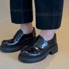New, cowhide version Derby high-end thick-soled Velcro lazy loafers British style one-pedal small leather shoes