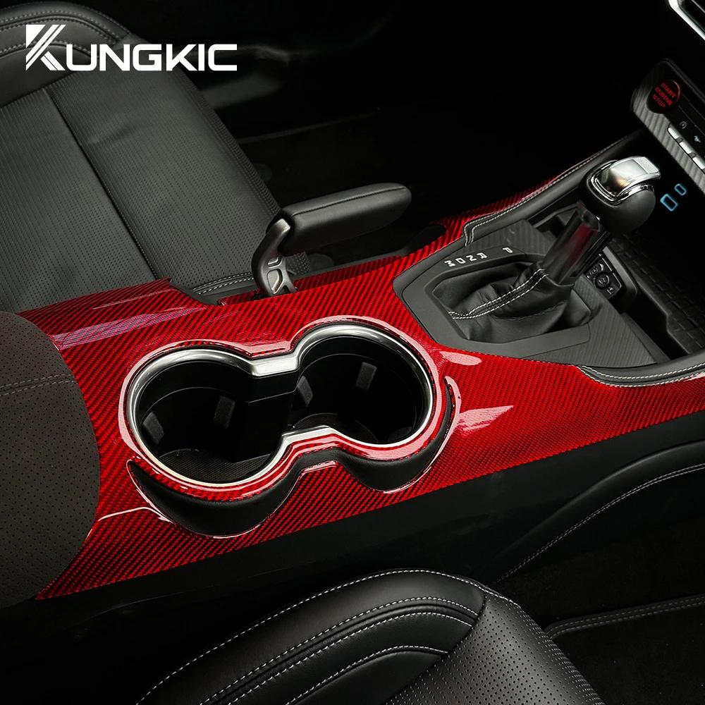 Real Soft Carbon Fiber Sticker For Ford Mustang GT Dark Horse EcoBoost 2024 2025 EPB/Handbrake Version Gear Shift Water Cup Trim