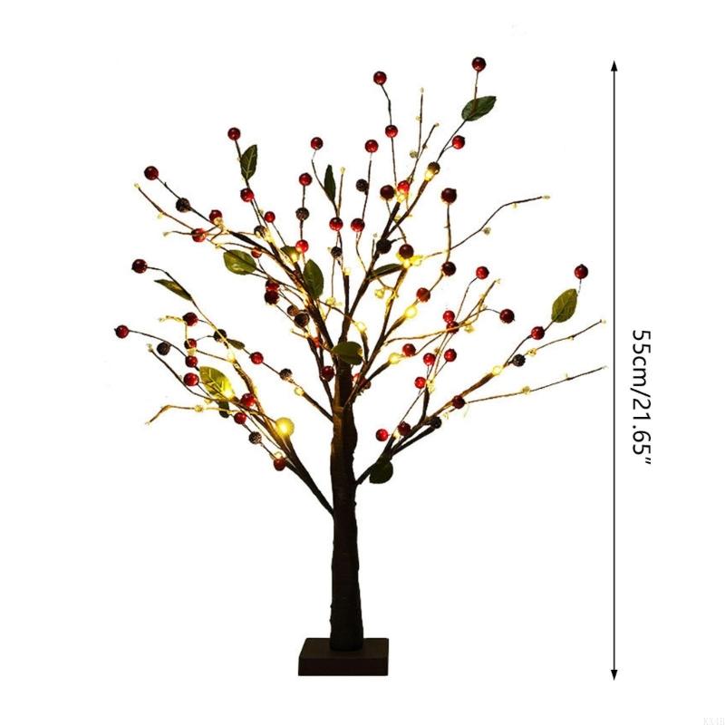 KX4B Christmas Tree Light Leaves Red Led Lamp Ornament Art Crafts Supplies