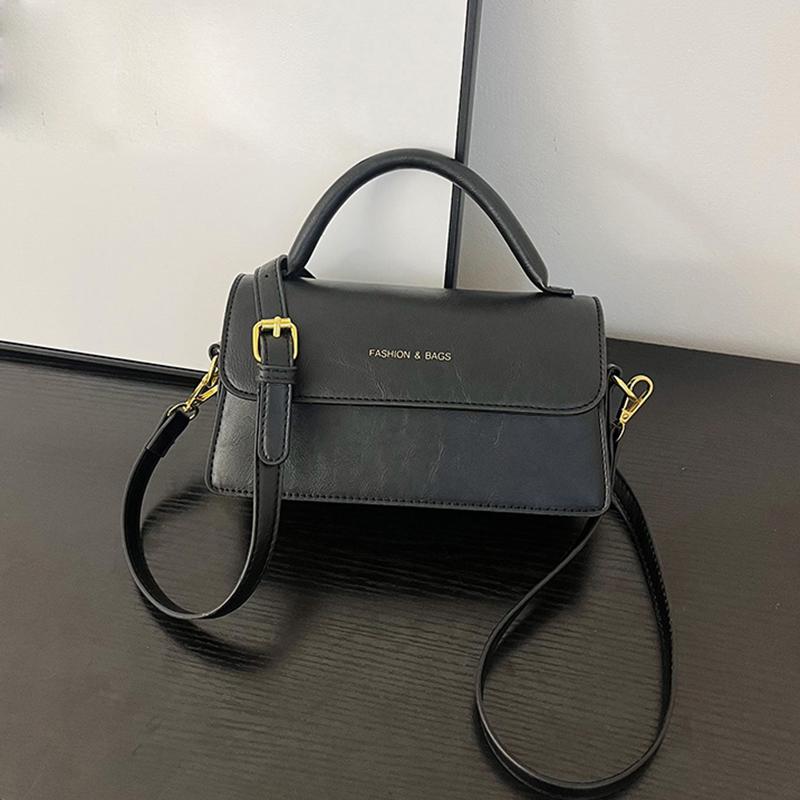 

Винтажный стиль PU кожаная маленькая сумка через плечо с клапаном для женщин модная однотонная сумка из искусственной кожи, устойчивая к пятнам 22x8x13cm чёрный