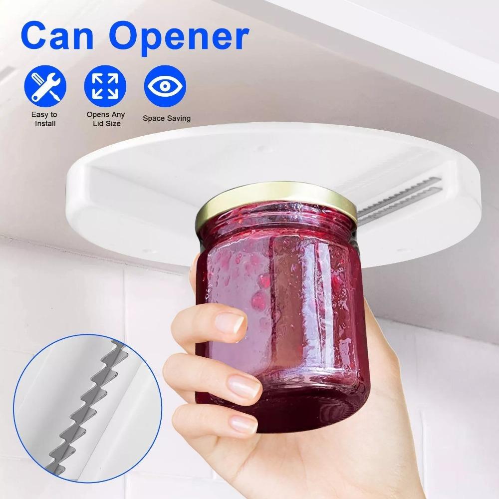 Round Can Opener Multifunction Non-Slip Labor Saving Self-Adhesive Jar Opening Kitchen Cabinet Under Lid Remover Accessories