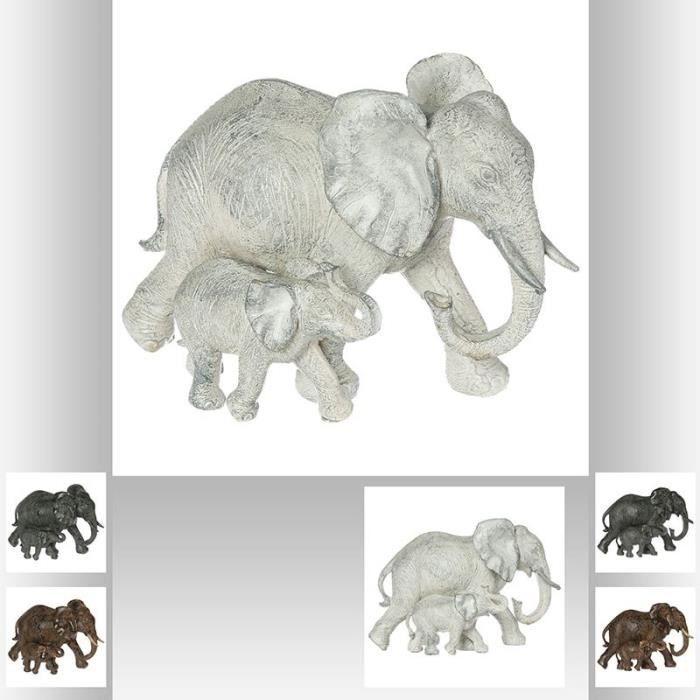 Figurine Éléphant et son petit en résine - Hauteur 15cm