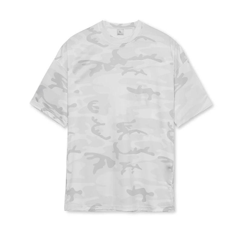 

Muscleguys Camouflage Running T-shirts Mens Oversized Half Sleeve Dropped Shoulder Loose Fitness T Shirt Summer Gym Bodybuilding Tops Tees XXL білий