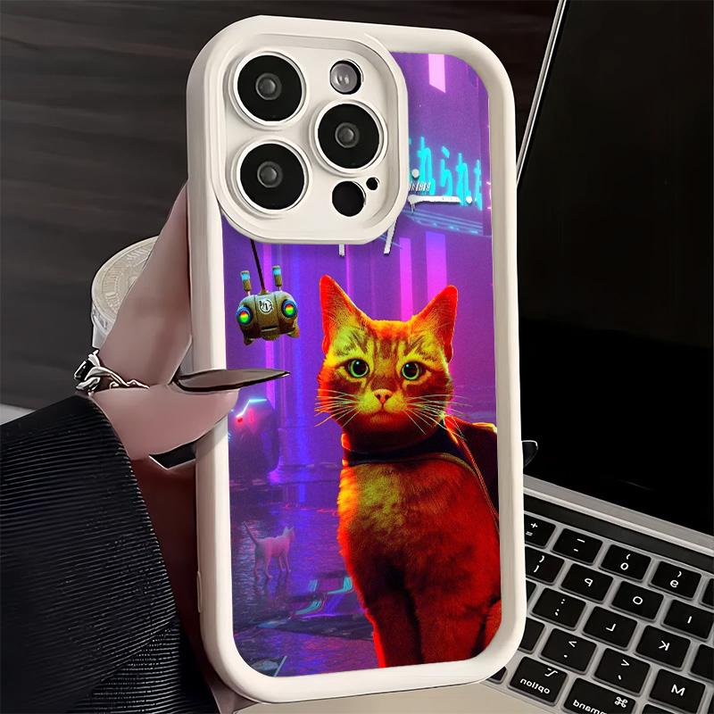 Handyhülle für iPhone 17 Air 16E 15 16 Pro Max Streunerkatze Spiel B-12 Hülle 14 Plus 13 12 Mini Weiche Schale Silikon Fundas