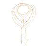 Y-Shaped Colorful Crystal Necklace Set Pearl Bohemian Style Necklace Fashion Gold Jewelry  Vacation