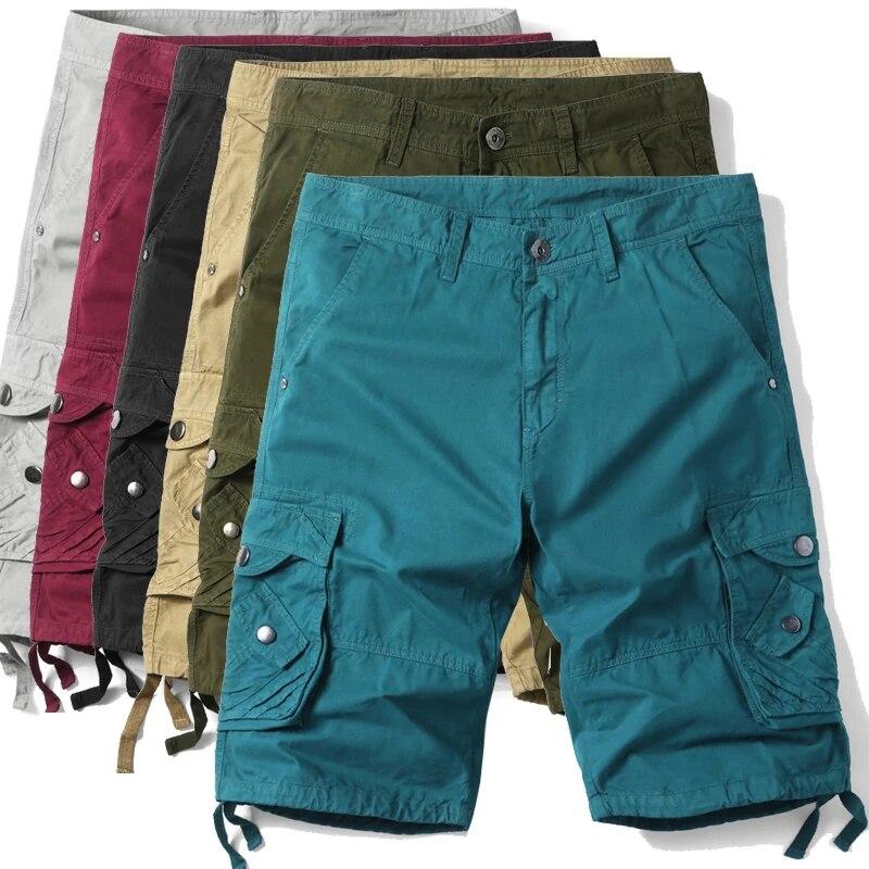 Summer Men's Urban Tactical Military Cargo Shorts Loose Casual Multi-Pocket Cotton Outdoor Hiking Combat Shorts