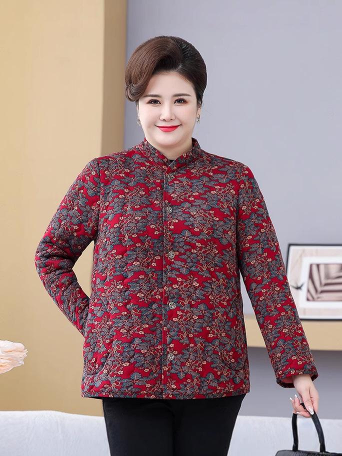 Plus Size Cotton Jacket for Women - Lightweight, Fleece-Lined, Ideal for Indoors & Outdoors. Perfect for Middle-Aged & Elderly.