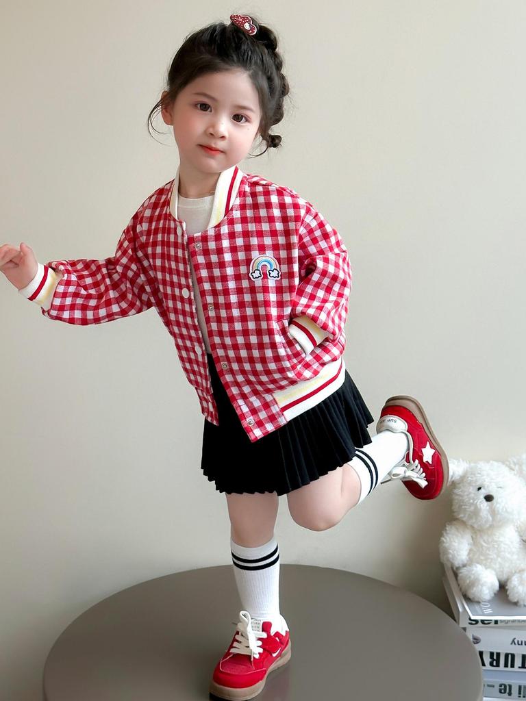 2025 Girls' Spring/Autumn Fashionable Baseball Jacket - Casual Outerwear for Baby Girls