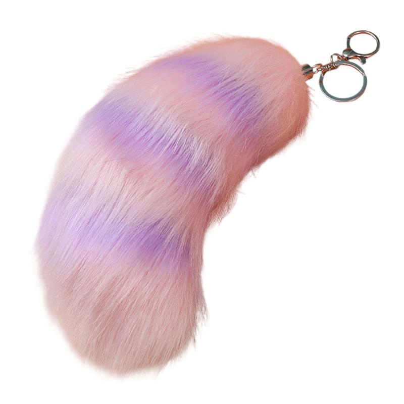 Plush Foxes Tail Keychain Soft And Cute Accessory Plush Keyring Decors For Bags Keys Or Home Decors 18cm Long