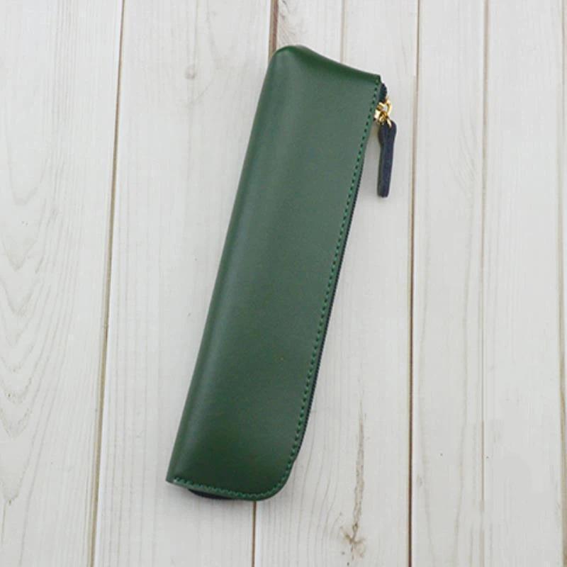 Pu Leather Pen Holder Brass Snap Closure Fine Stitching Office School Use Gifts For Writers Students