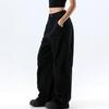 American black loose scimitar jeans women's summer new low-rise thin and drape wide-leg pants