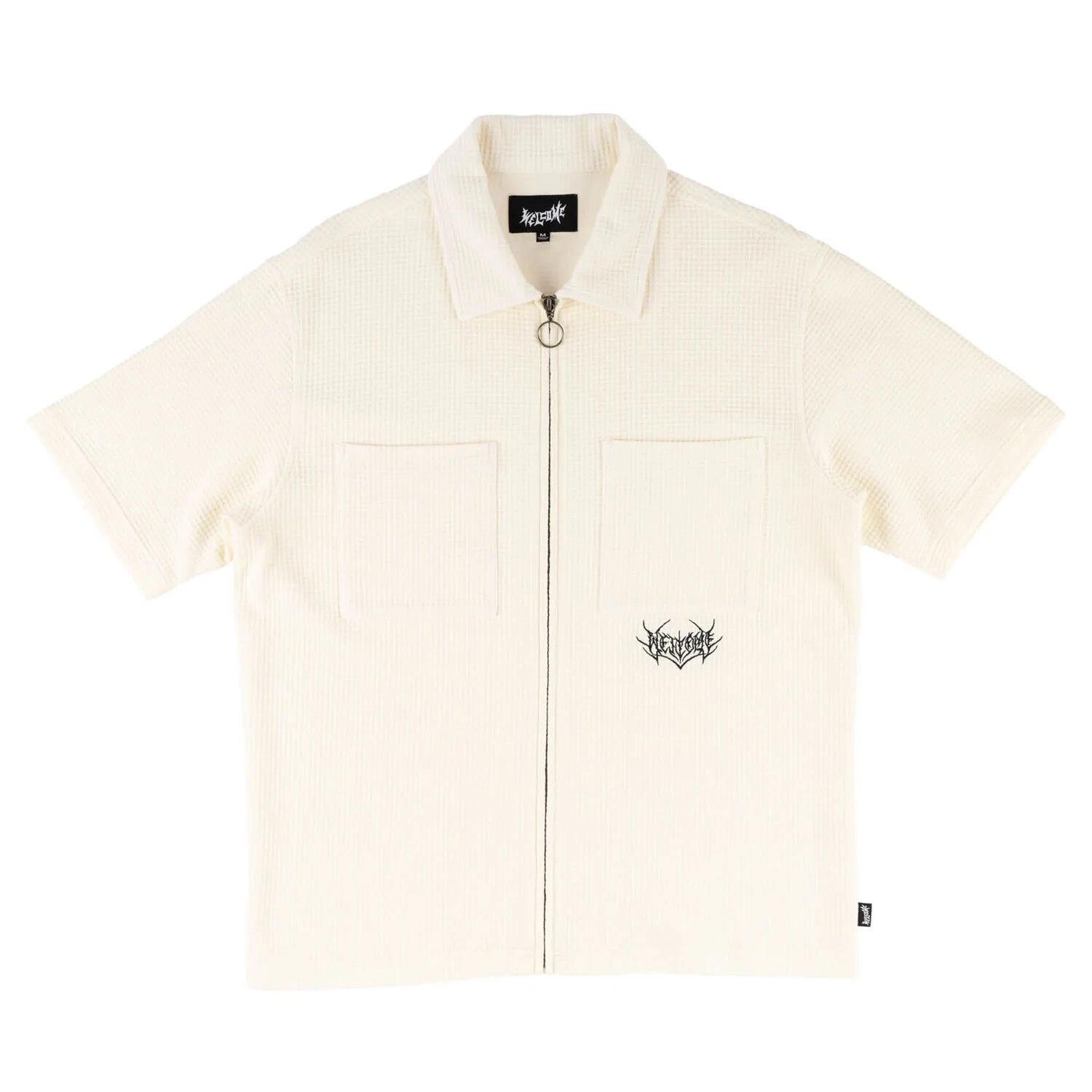 Welcome Skateboards Shirt Sliver Waffle Knit Zip Bone XL