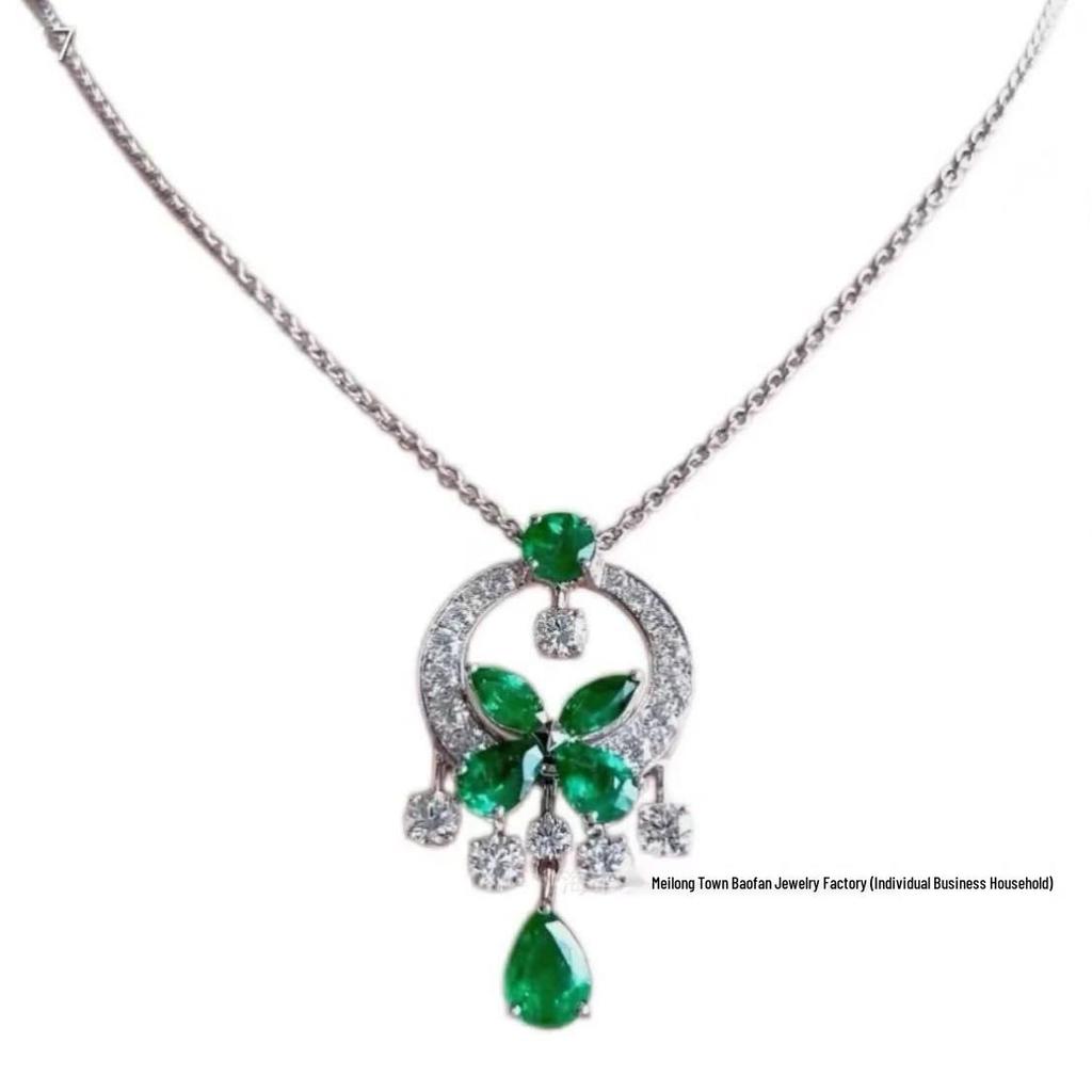 European and American Tassel Diamond Butterfly Teardrop Pendant Necklace - Women's Luxury High-End Clavicle Jewelry