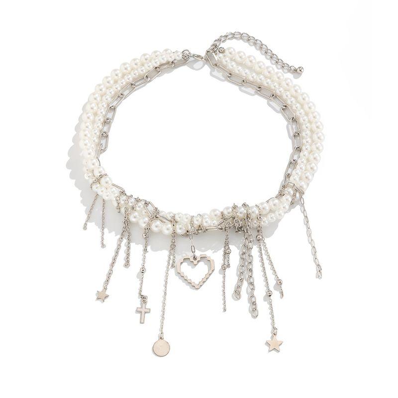 

Xingyue Peach Heart Imitation Pearl Winding Tassel Necklace Female Fashion Fashion Special-Interest Design Net Red Style Clavicle Chain Style 1