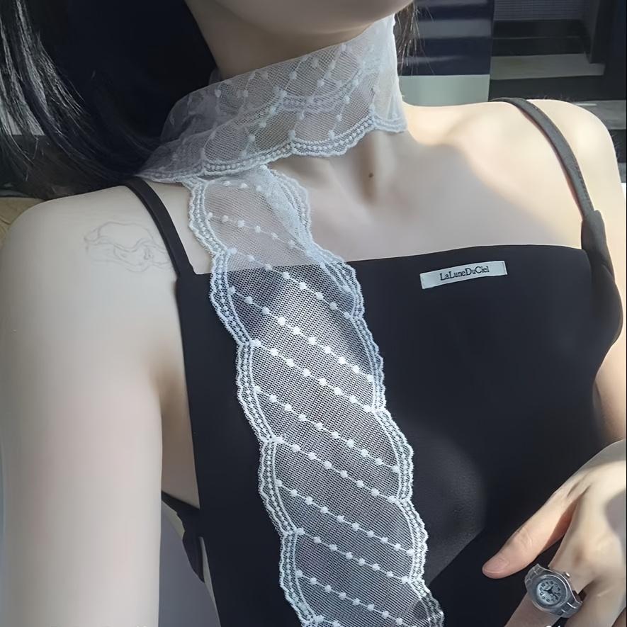 1Pc White Hair Tie with Long Streamer Ribbon and Bow