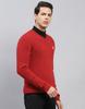 MONTE CARLO Mens Maroon Solid V Neck Full Sleeve Pullover