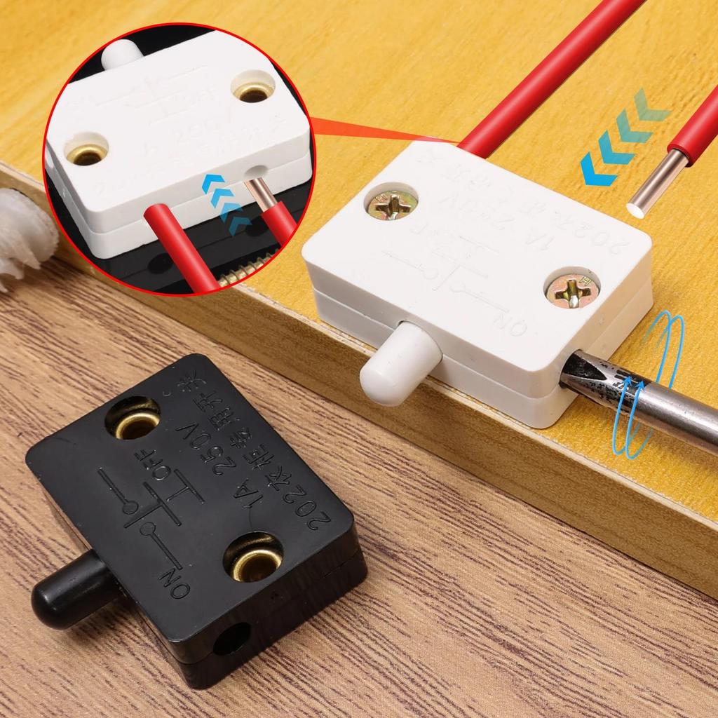 Wholesale Automatic Reset Cabinet Light Control Switch Wardrobe Closet Pantry White Black Normally Closed Lamp On Off Switch