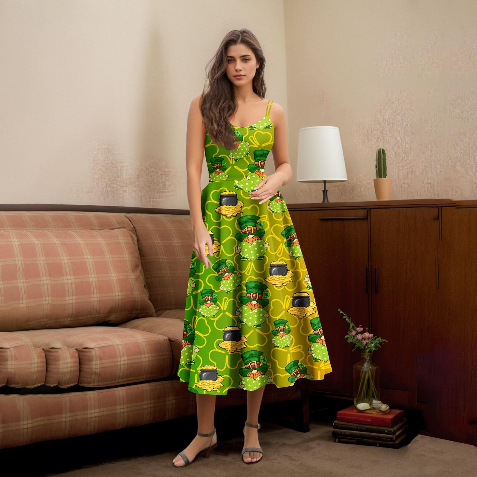 

Різдвяна жіноча повсякденна модна сексуальна ретро-спідниця з відкритими плечима з квітковим принтом XL жовтий