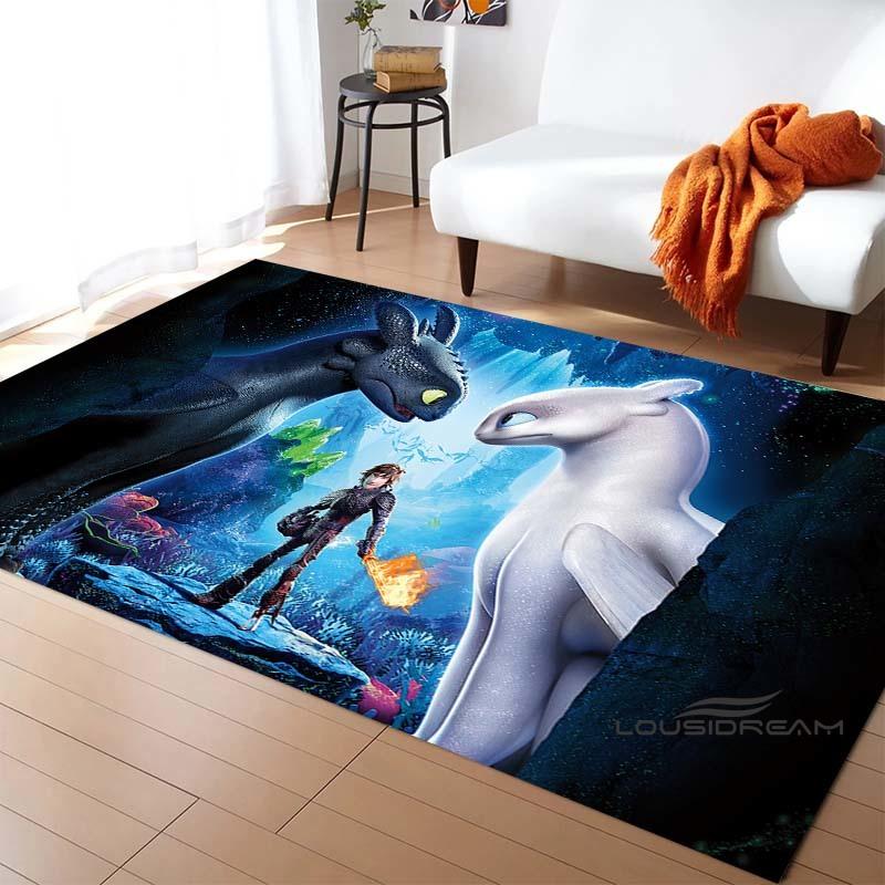 3DHow to Train Your Dragon themed printed rug, suitable for living rooms, bedrooms, sofas, balconies, gardens, etc. Large-sized