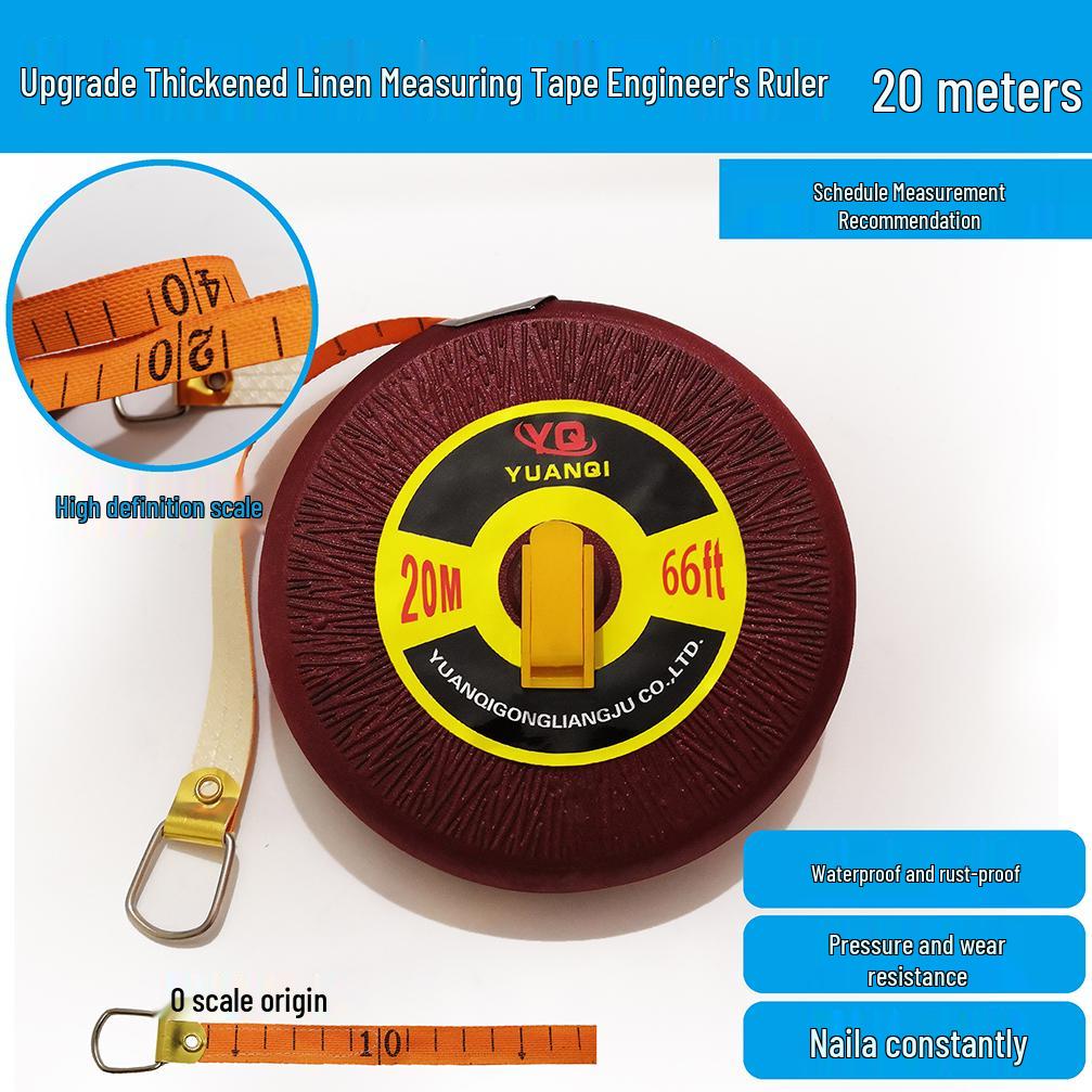 Durable, Waterproof Tape Measure Set: 50m, 30m Soft, 100m Fiber, Double-Sided Construction Ruler.