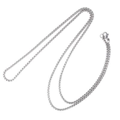 Unisex-Herren-Halskette, 2 mm, Titanstahl, Kastenkette, silberfarben, Schmuck, Geschenk