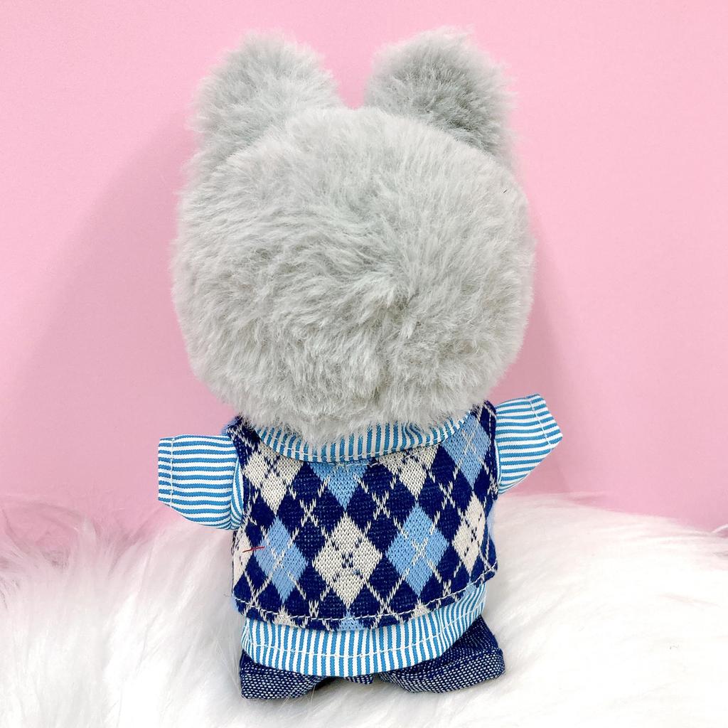 Argyle Vest, Strap Shirt, and Pants Set for 10cm Plush Toy, Blue, Kigurumi Accessories, Otaku Activities, Doll Mascot, Kpopdoll Costume [Used]