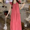 Sweet Flying Sleeve Dress for Women New Spring Fresh Loose Design Round Neck Long Skirt Chic