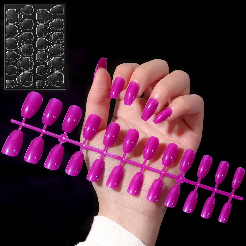 YIKOOLIN Variety Fluorescent Nail Art Tips Glow-In-Dark Luminous Fake Nails Ballet Press On Nails Set Detachable  Fingersnails