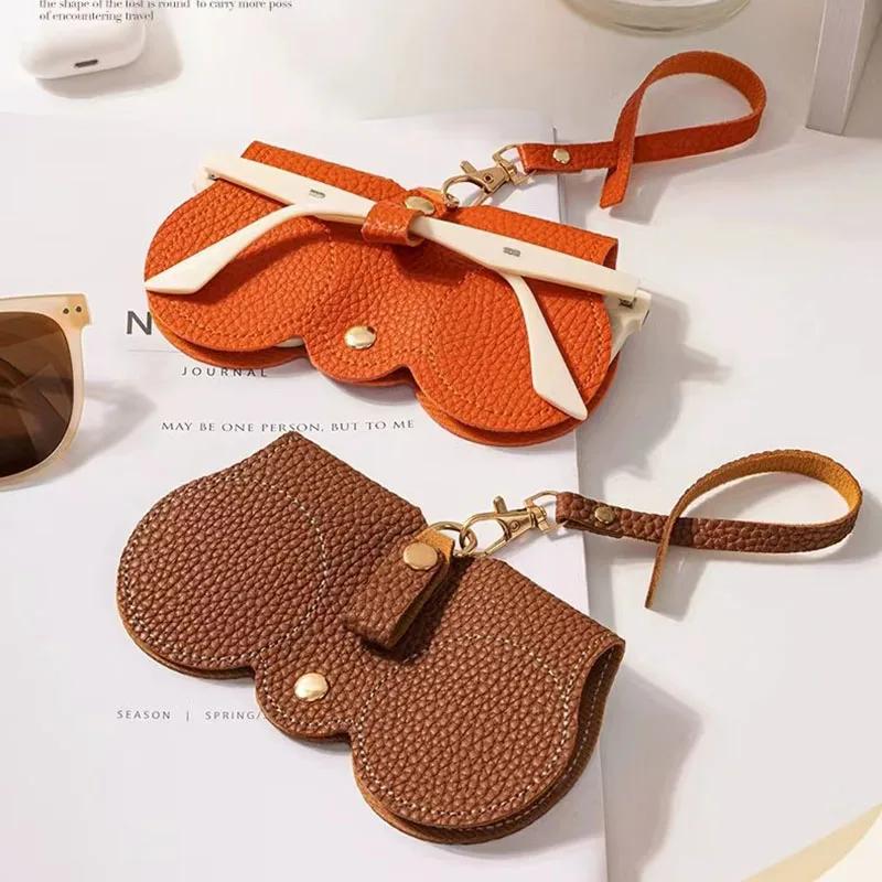 Nueva Bolsa para Gafas de Sol de Cuero PU Estuche para Gafas Contenedor Caja de Almacenamiento Bolsa Portátil para Colgar Gafas Soporte Anti-Compresión para Gafas de Sol