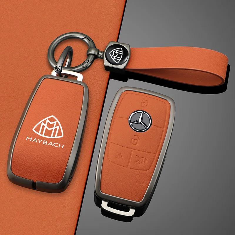 CFZ1 Hot New Zinc Alloy Leather Car Key Cover Case For Mercedes Benz Maybach A C E S G Class GLC CLE CLA GLB GLS W177 W205 W213 W222