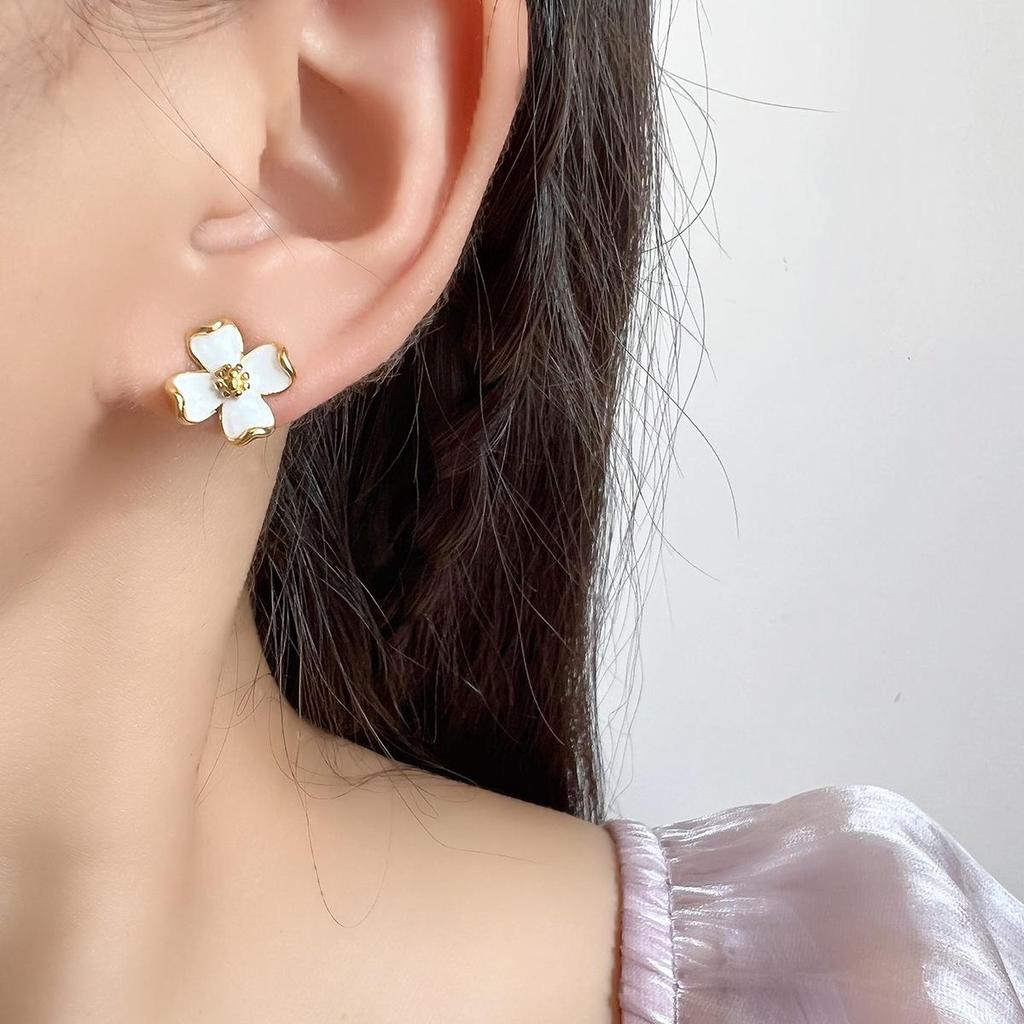 Tea Flower Mosquito Coil Holder Earrings, No-Pierce, Painless French Style for Women