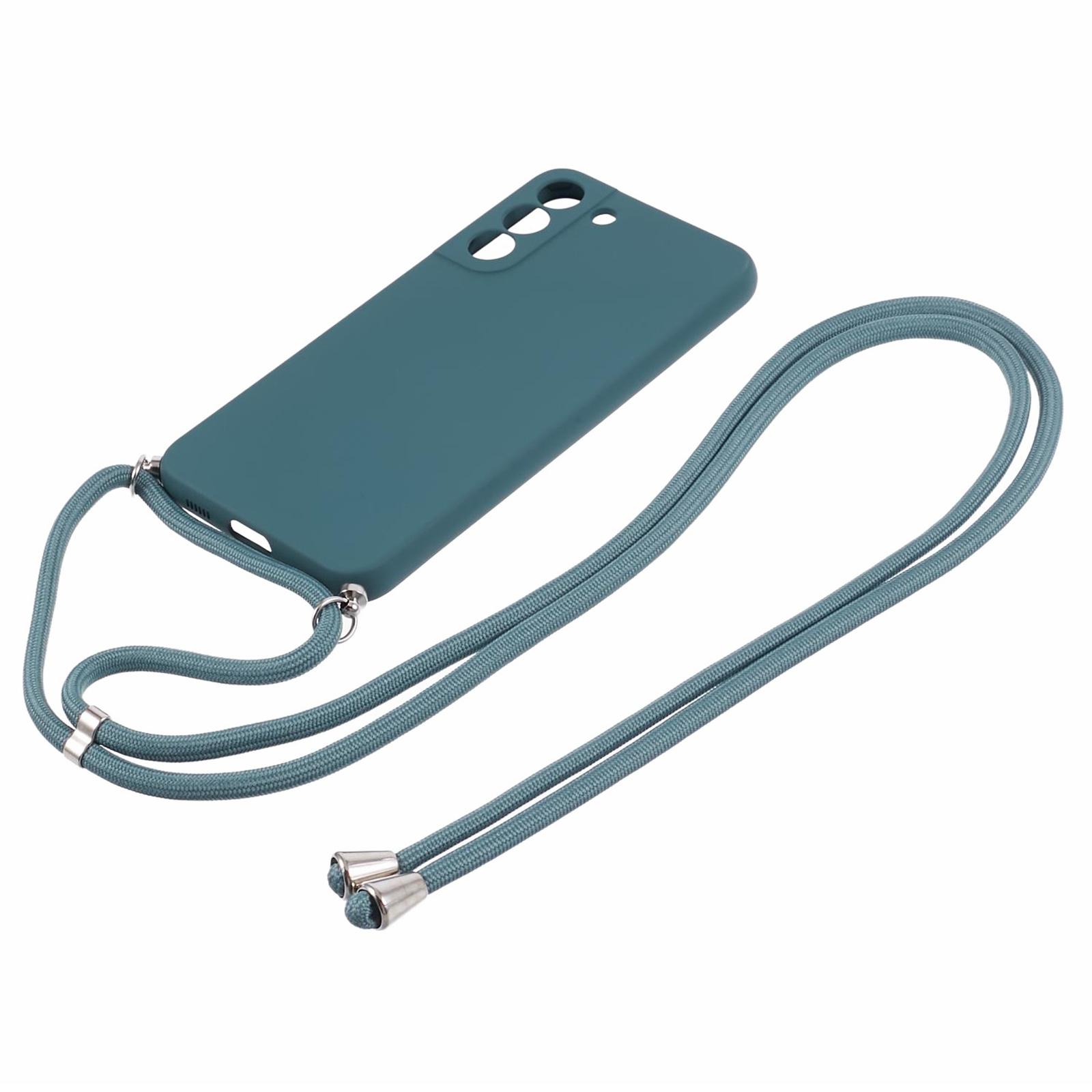 

For Samsung Galaxy S21 FE 5G Case Rubberized Phone TPU Cover with Long Lanyard Army Green