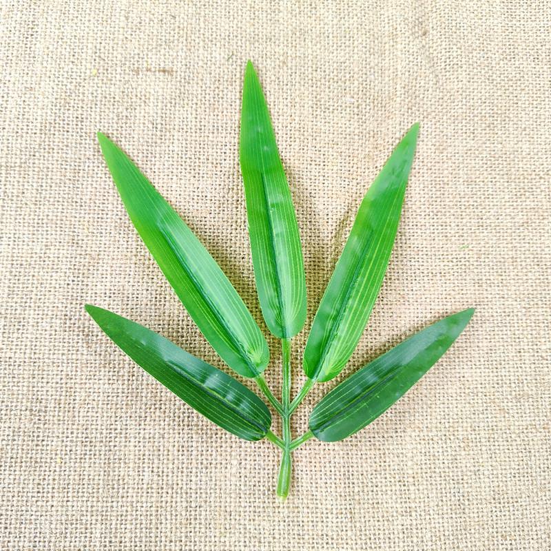 Artificial Bamboo Branches: 5 Small Leaves with Whiskers for Landscape Decoration