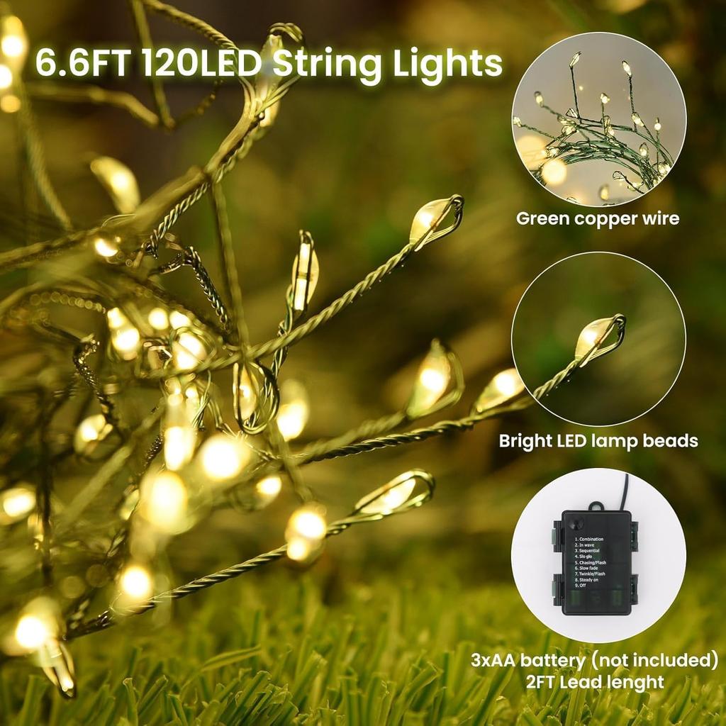 Dailyart 6feet 120 LED Starry Lights, Battery Operated Fairy String Lights