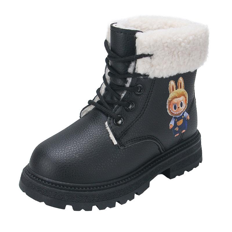 Versatile 2025 Autumn/Winter Cartoon Waterproof Leather Martin Boots for Toddlers - Boys & Girls
