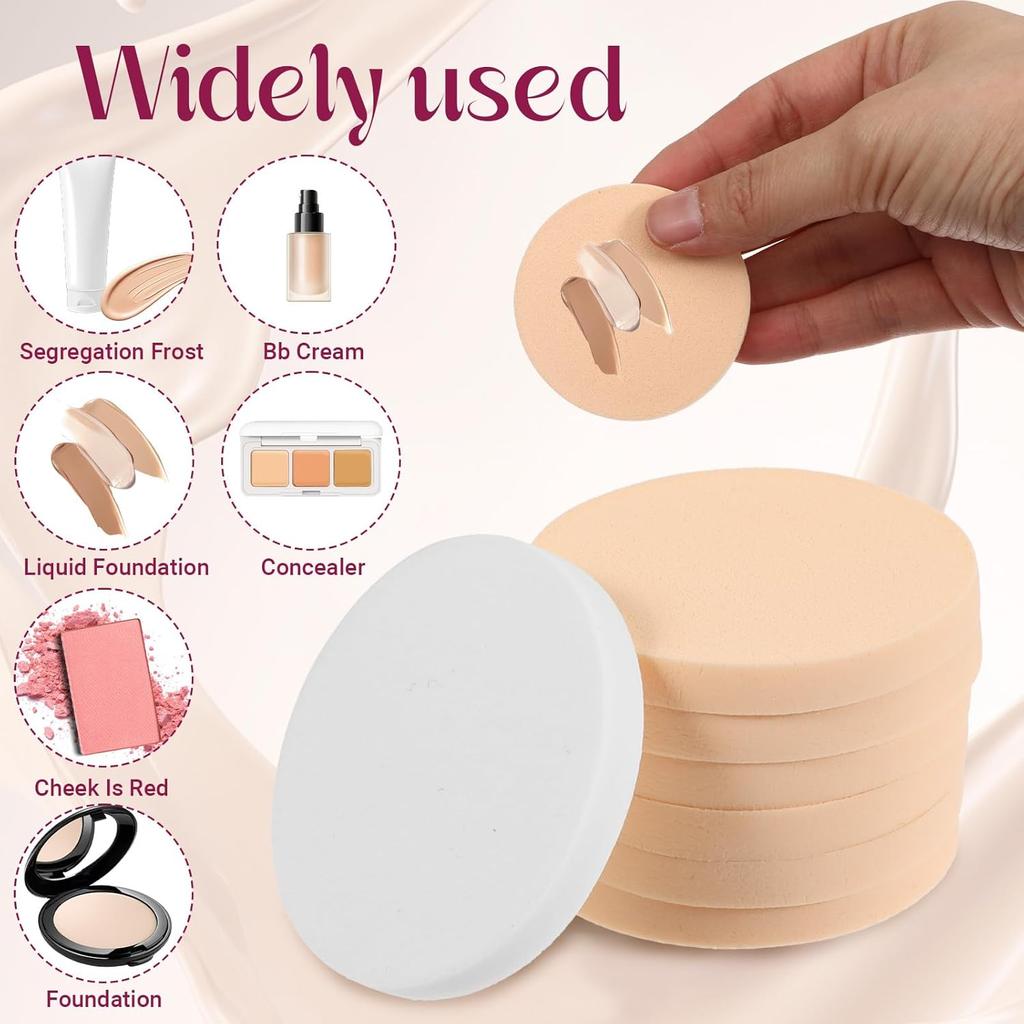 12PCS Round Makeup Sponges for Foundation, Facial Powder Puff Makeup Pads for Liquid Foundation Cream Powdes Concealer Blending Cosmetic Sponges for