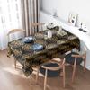 Golden Geometric Tablecloth for Dining Room Decor Stylish Hexagon Pattern Black Plaid Kitchen Rug Cover 5 Piece Set/Table Linen