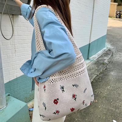 Geantă de tricot vintage Geantă de tote de mare capacitate Geantă de mână țesută pentru femei
